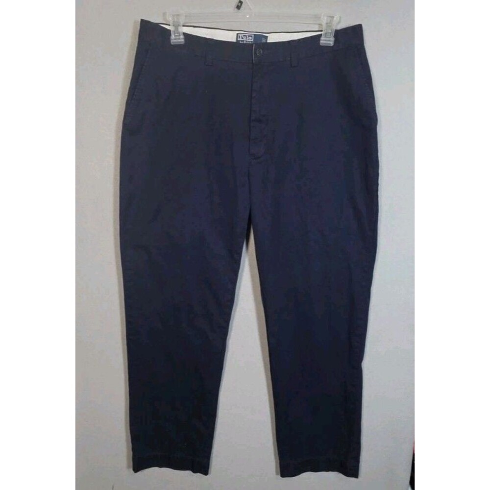 Vtg Polo Ralph Lauren Pants Mens 36x30 Navy Blue Flat Front Preppy Prospect Pant